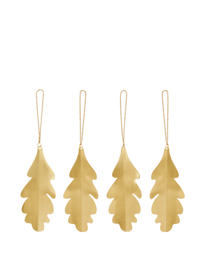 Ferm Living - Messing-Ornament Blatt (4er-Set)
