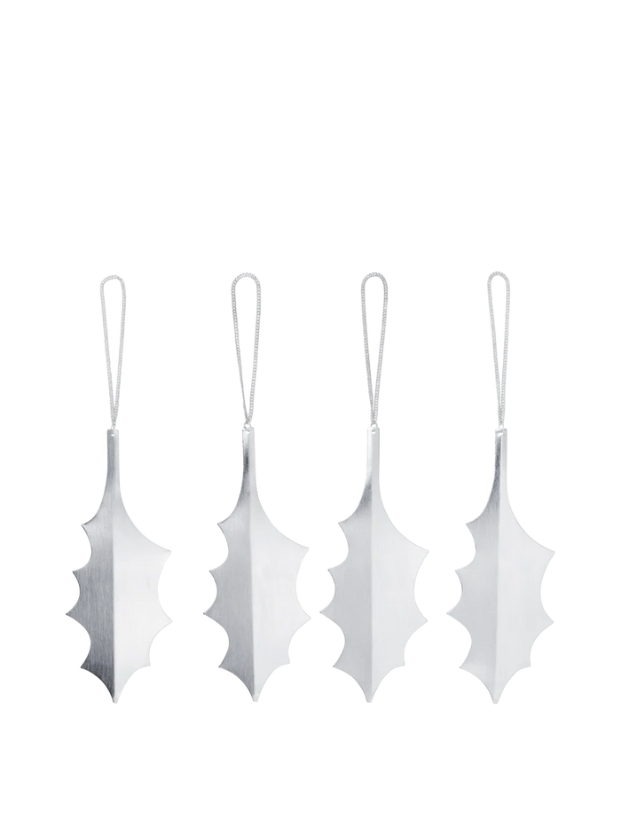 Ferm Living - Holly Leaf Messingornamente Silber 4er Set