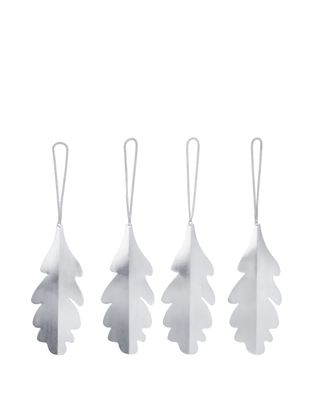 Ferm Living - Oak Leaf Messingornamente Silber - 4er Set
