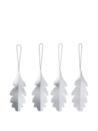 Ferm Living - Oak Leaf Messingornamente Silber - 4er Set