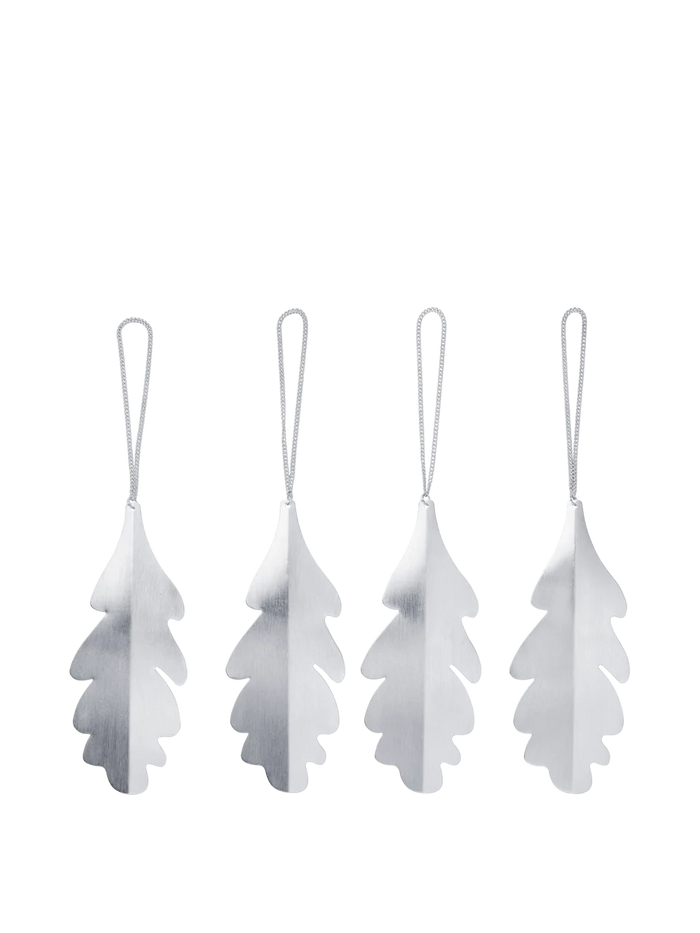 Ferm Living - Oak Leaf Messingornamente Silber - 4er Set