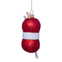 VONDELS - Ornament Glas Rot Strickgarn H11,5cm