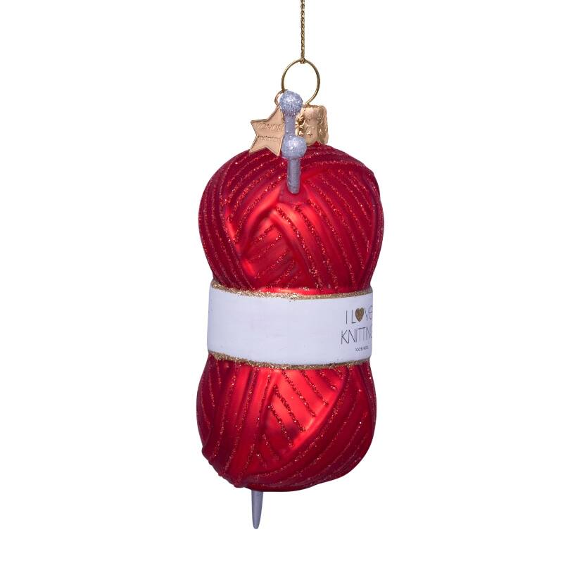 VONDELS - Ornament Glas Rot Strickgarn H11,5cm