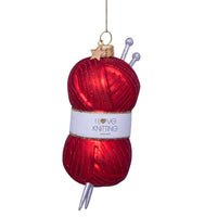 VONDELS - Ornament Glas Rot Strickgarn H11,5cm