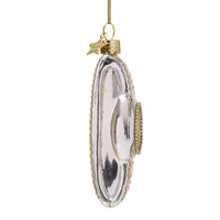 VONDELS Christbaumschmuck - Ornament - Glas Silber/Gold Uhr mit grün H13cm