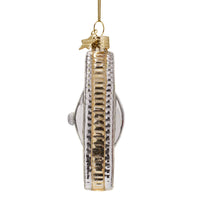 VONDELS Christbaumschmuck - Ornament - Glas Silber/Gold Uhr mit grün H13cm