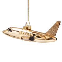 Vondels - Ornament aus Glas, Flugzeug, Höhe 5,5 cm