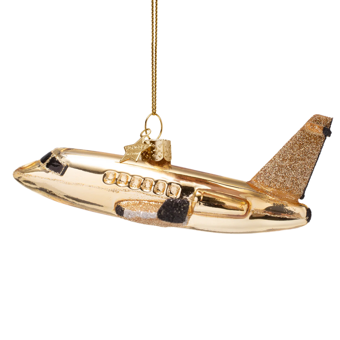 Vondels - Ornament aus Glas, Flugzeug, Höhe 5,5 cm