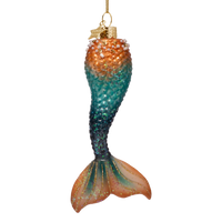 Vondels - Ornament aus Glas, blau-orange, Meerjungfrauenschwanz, Höhe 13,5 cm