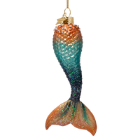Vondels - Ornament aus Glas, blau-orange, Meerjungfrauenschwanz, Höhe 13,5 cm
