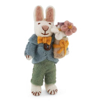 Anhänger - Kleiner weißer Hase mit Blumenstrauß