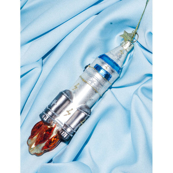 VONDELS Christbaumschmuck - Glas silber matt Rakete H14,5cm