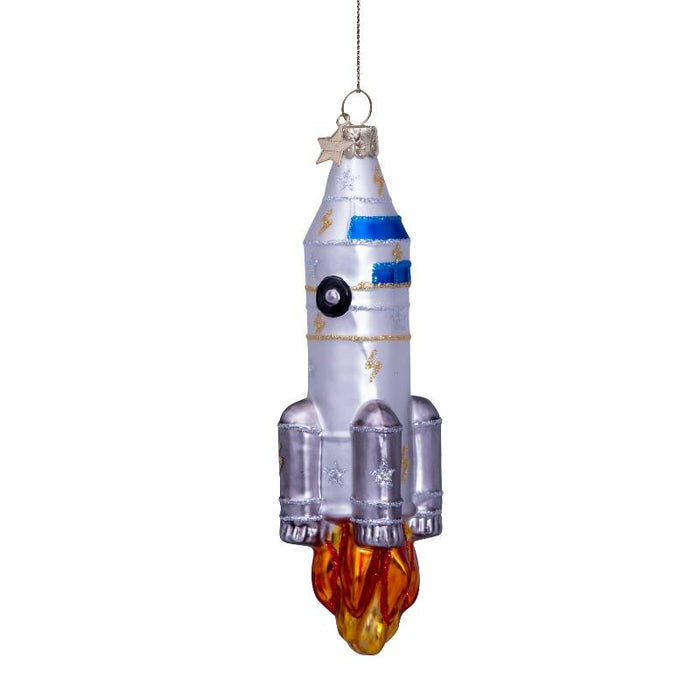 VONDELS Christbaumschmuck - Glas silber matt Rakete H14,5cm