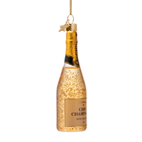 Vondels - Dekorative Champagnerflasche aus Glas mit Glitzer, Höhe 12 cm