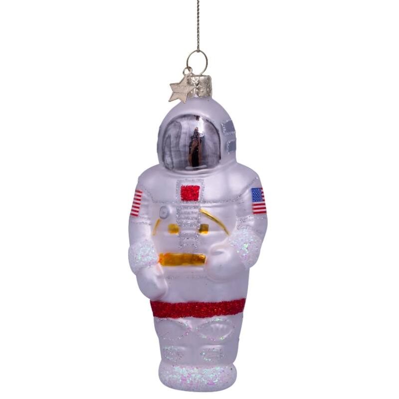 VONDELS Christbaumschmuck - Ornamentglas weiß/silber Astronaut H12cm