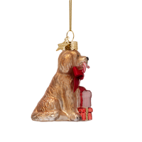 Vondels - Ornament-Cockapoo-Hund aus Glas mit Zuckerstange, Höhe 7,5 cm
