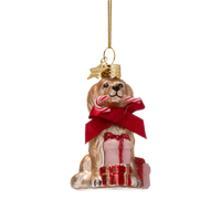 Vondels - Ornament-Cockapoo-Hund aus Glas mit Zuckerstange, Höhe 7,5 cm