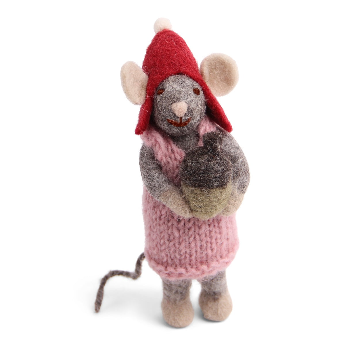 Anhänger - Kleine graue Girly-Maus mit Eichel