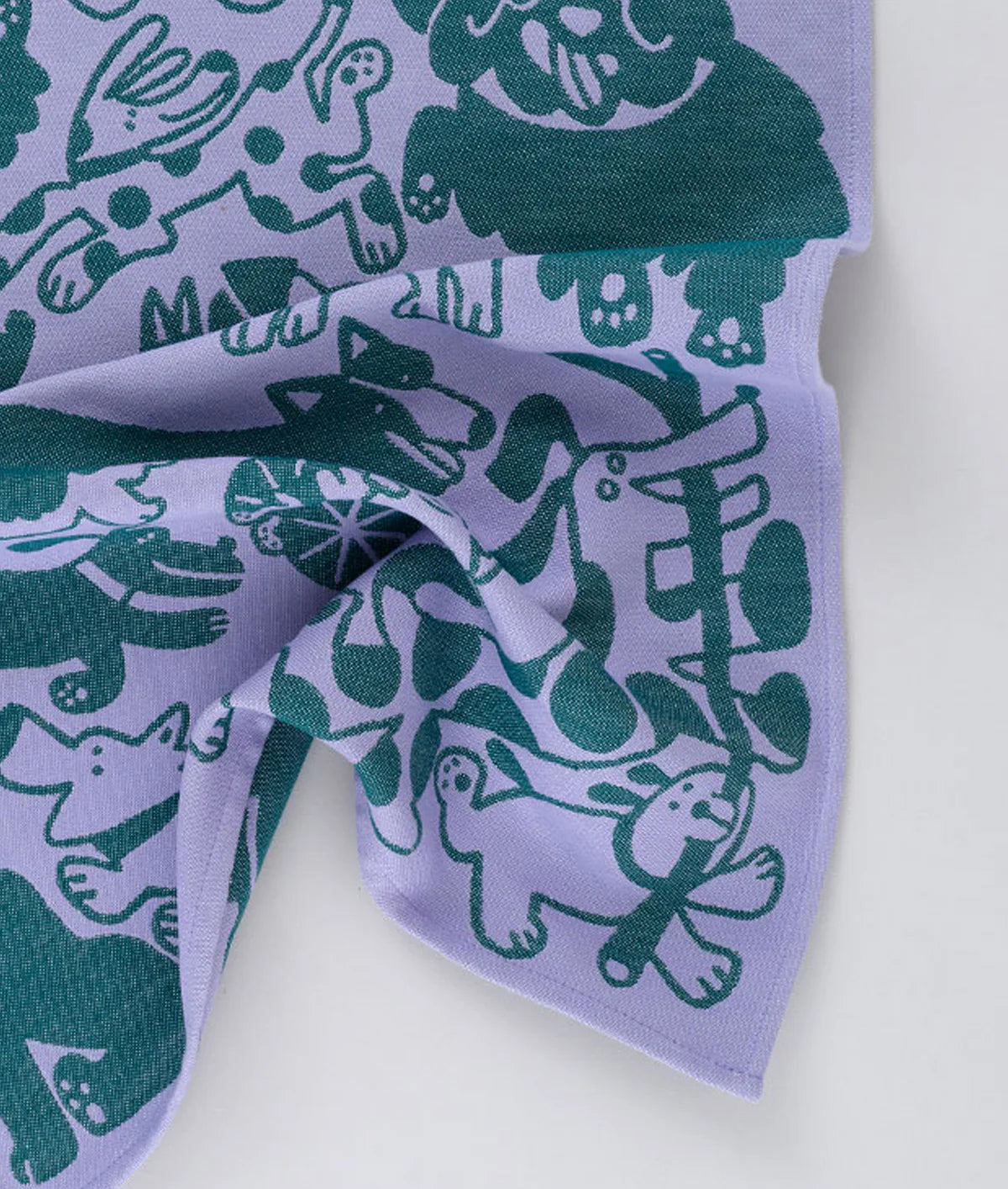 WRAP - Geschirrtuch Hundeausflug Flieder/Grün Baumwoll