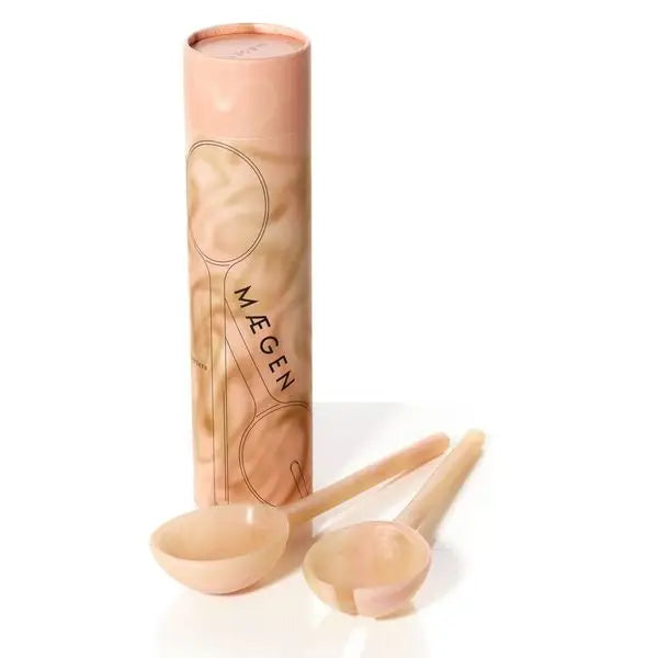 Salatbesteck-Set aus Harz in korallenfarbenem Marmor